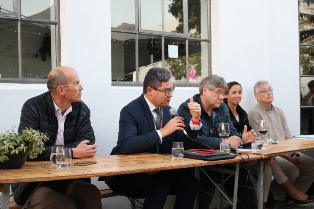 Prof Stan du Plessis speaking at the Fossil Free Stellenbosch panel discussion on divestment at Stellenbosch University (SU) - Photo supplied by Fossil Free Stellenbosch